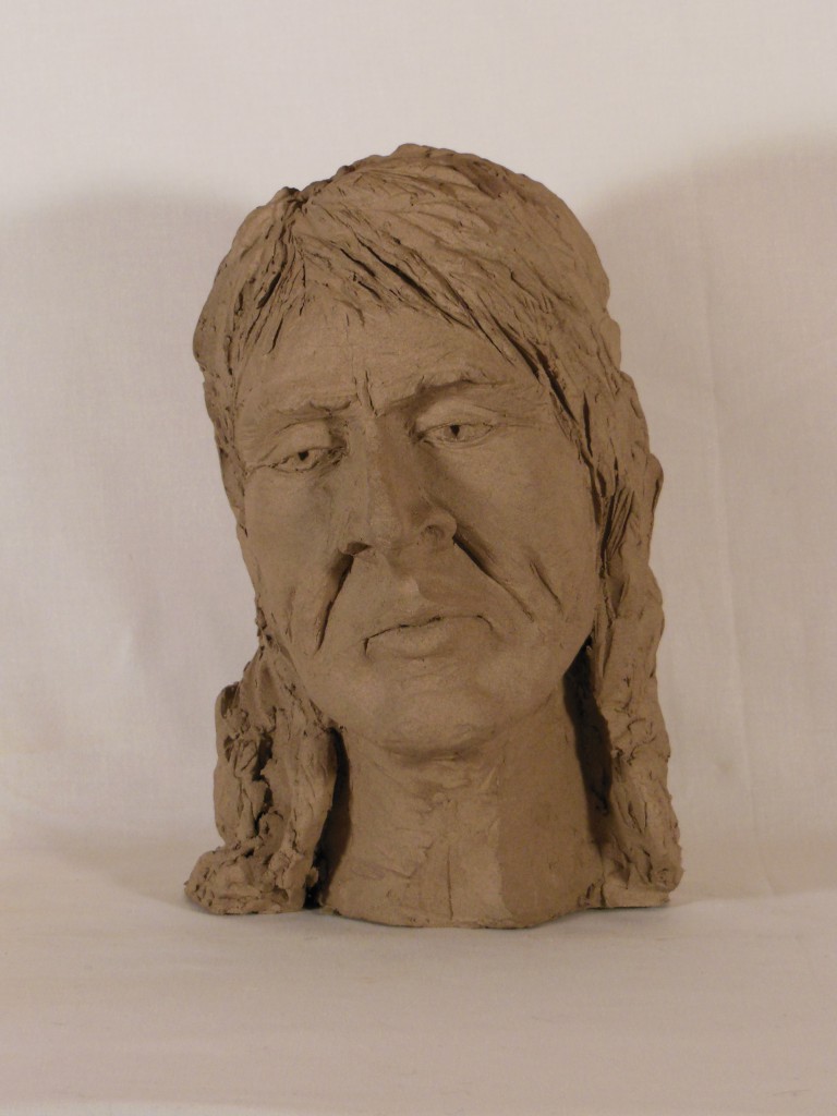 sculpture tête d'homme en terre cuite