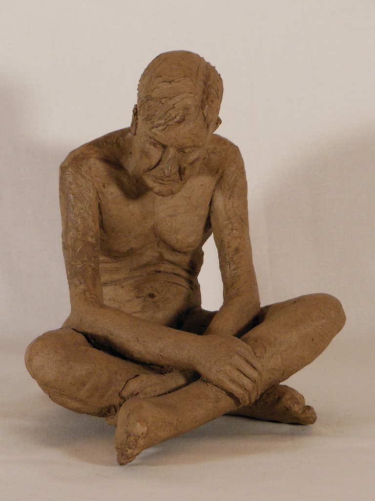 sculpture homme assis. Terre cuite